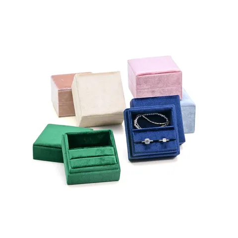 Minimalistisch Samt Quadratisch Ring Aufbewahrungsbox Tragbar Schmuck Organizer Samt Ring Ohrringe Halskette Verpackungsbox Für Damen