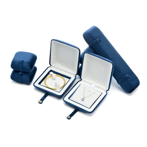 Velvet Jewelry Box Portable Ring Necklace Storage Organizer Display Case With Snap Button Travel Jewelry Holder For Women