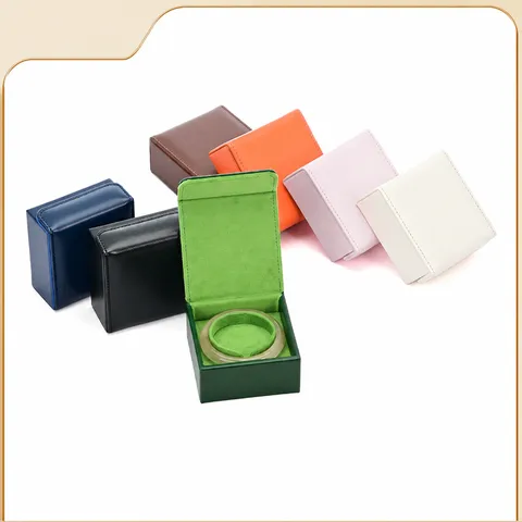 Boîte à Bijoux en Cuir PU Haut de Gamme Étui de Rangement Portable pour Bracelet Doublé de Velours Petit Organisateur d'Affichage de Bague