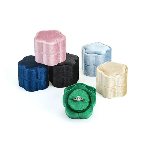 Samt Ringbox Fünfblättrige Blume Ring Aufbewahrungsbox Antrag Ehering Halter Samt Schmuckverpackung