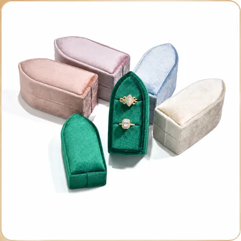 Vintage Velvet Bullet Shaped Ring Box Wedding Engagement Ring Storage Display Holder Portable Jewelry Gift Box