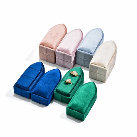 Vintage Velvet Bullet Shaped Ring Box Wedding Engagement Ring Storage Display Holder Portable Jewelry Gift Box