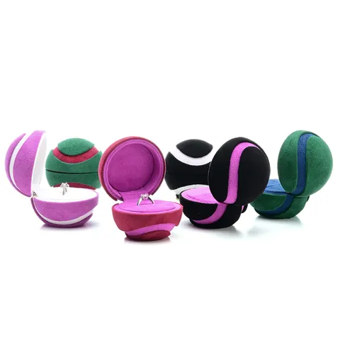 Tragbare Kugelförmige Samt Ringbox Farbblock Antrag Ring Aufbewahrung Etui Schmuck Organizer Ring Display Box
