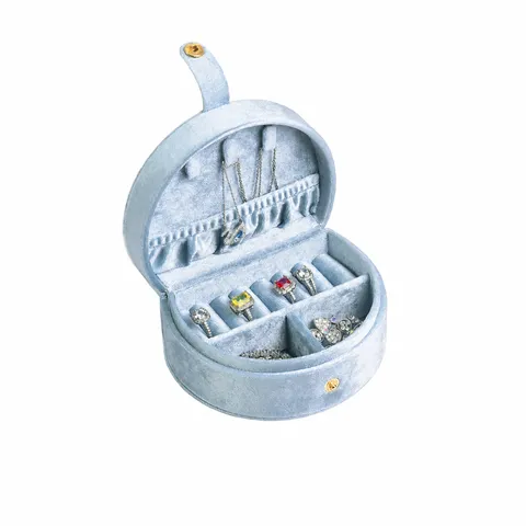 Boîte à Bijoux Portable en Velours Étui de Voyage Organisateur de Bagues et Boucles d'Oreilles Support de Rangement Mini