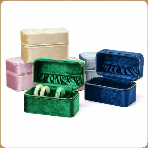 Tragbares Samt Schmuckkästchen Reise Ring Ohrring Organizer Große Kapazität Display Etui Mit Reißverschluss