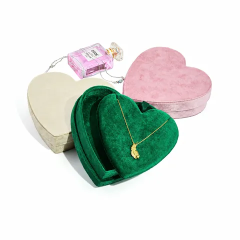 Portagioie in Velluto a Forma di Cuore per Collana Pendente Anello Scatola Regalo Custodia in Velluto per Gioielli da Donna