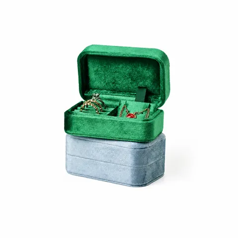 Tragbares Samt Schmuckkästchen Reise Doppellagiges Schmuck Etui Aufbewahrung Box Für Ringe Ohrringe Ketten Geschenk