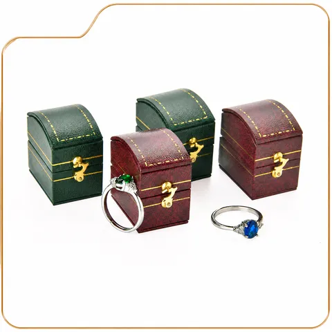 Retro Mini Jewelry Storage Box Portable Treasure Chest Ring Box PU Leather Small Ring Storage Box For Proposal Jewelry