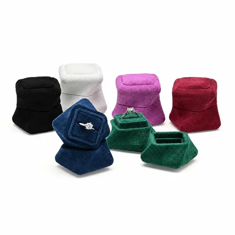 Mini Boîte à Bijoux en Velours Boîte de Rangement de Bague de Voyage Portable Petit Support de Présentation pour Femmes Cadeau d'Emballage de Bijoux