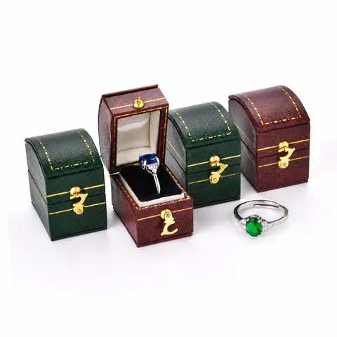 Retro Mini Jewelry Storage Box Portable Treasure Chest Ring Box PU Leather Small Ring Storage Box For Proposal Jewelry