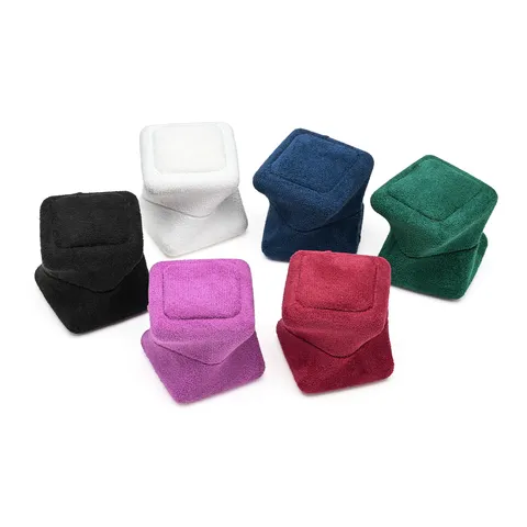 Mini Boîte à Bijoux en Velours Boîte de Rangement de Bague de Voyage Portable Petit Support de Présentation pour Femmes Cadeau d'Emballage de Bijoux