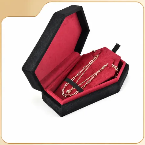 Gothic Velvet Coffin Ring Jewelry Box Black Storage Case Halloween Spooky Organizer Gift For Women And Girls