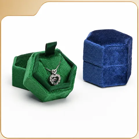 Caja de Collar Colgante Hexagonal de Terciopelo de Alta Gama Caja de Almacenamiento de Joyas de Lujo Caja de Regalo Exhibición de Anillos para Mujer