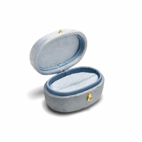 Minimalist Velvet Oval Ring Box Jewelry Storage Organizer Case With Gold Metal Lock Clasp For Wedding Ring Gift