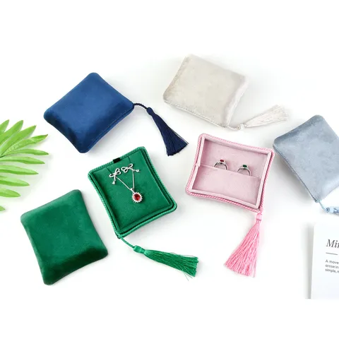 Boîte à Bijoux en Velours Style Chinois avec Glands Organisateur de Rangement de Voyage Portable Bague Collier Présentoir Cadeau