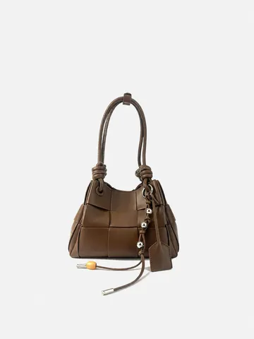 Borsa Secchiello Intrecciata Retrò da Donna Borsa a Mano in Pelle PU di Alta Qualità Manico Superiore Vintage Casual per Uso Quotidiano