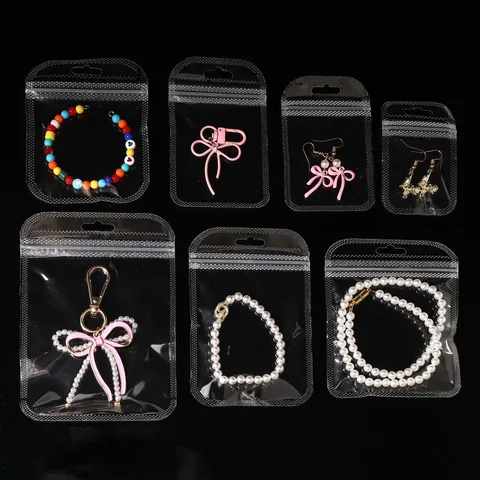 Clear Plastic Ziplock Bags Round Corner Self Sealing Jewelry Storage Pouches Dustproof Small Poly Packaging Bags For DIY Craft Beads Packing Organizers