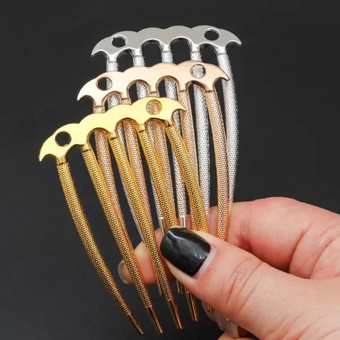 Palillo para el Cabello de Aleación Neochino Vintage Horquilla de Cinco Dientes Retro Galvanizado Forma de Abanico Accesorios Cabello Mujer