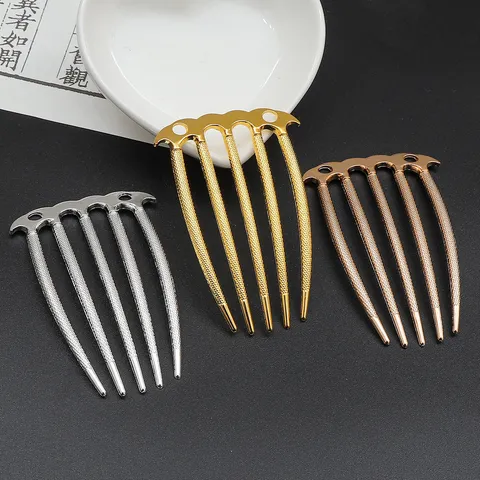 Palillo para el Cabello de Aleación Neochino Vintage Horquilla de Cinco Dientes Retro Galvanizado Forma de Abanico Accesorios Cabello Mujer