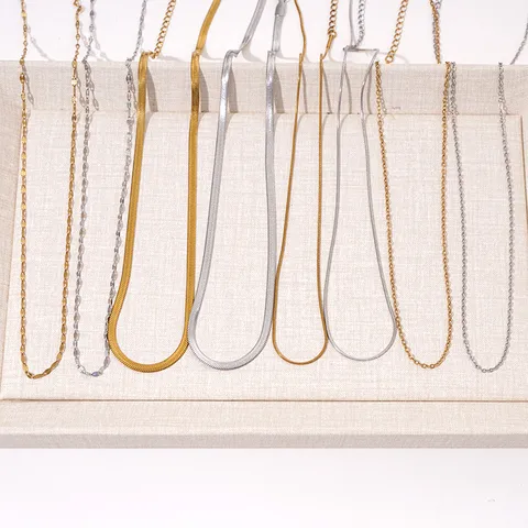 Stainless Steel DIY Chain Necklace Components Lip Cross Snake Blade Chain For Jewelry Making Handmade Craft Braces Materials