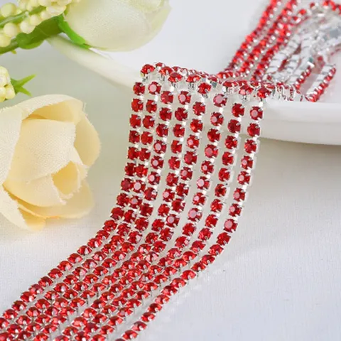 Alloy Rhinestone Close Cup Chain Dense Rhinestone Trim For Hairpin Necklace Bracelet Making DIY Jewelry Crafts Material