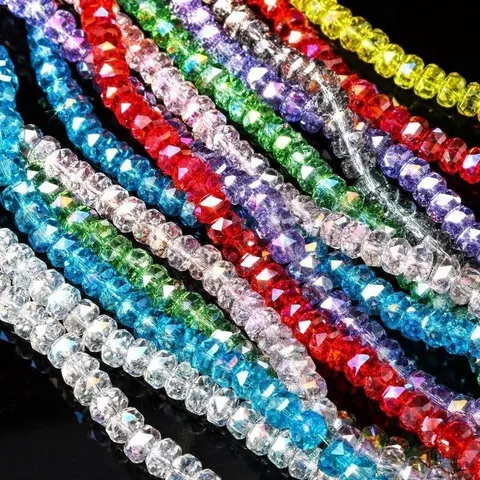 Glass Coated Watermelon Beads Crystal Rondelle Beads DIY Accessories For Bracelet Necklace Beaded Jewelry Making