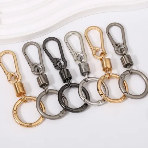Alloy Spring Keychain Buckle D-Ring Key Ring Hook DIY Accessories For Travel Bags Bag Anti-Theft Buckle Multi Color
