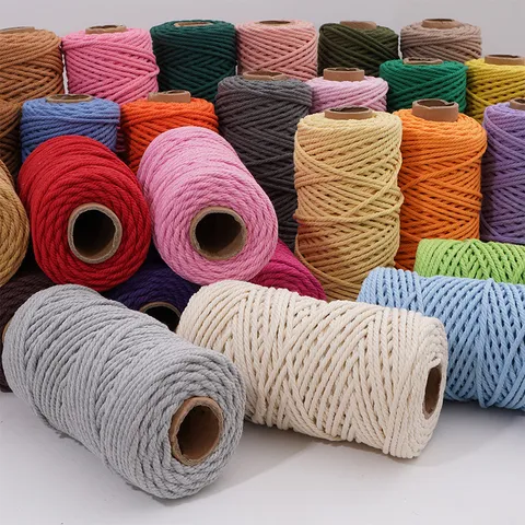 Einfarbig Geflochtene Polyester-Baumwolle Kordel Bastelmaterial Für Handgefertigte DIY Schlüsselanhänger Zubehör Wohnkultur Dekorative Seil