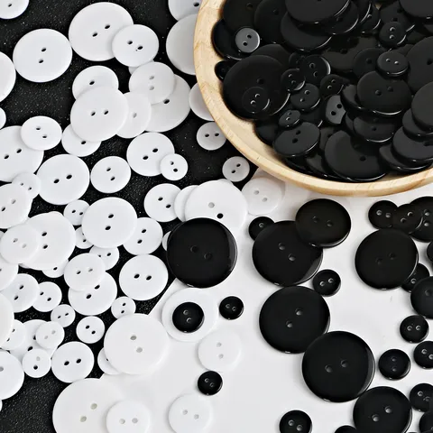 Round Resin Buttons Black White Two Hole Bread Buttons For Handmade DIY Crafts Sewing Accessories Garment Notions Supplies