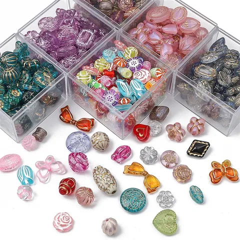 500g Packung Acryl Gemischte Perlen Goldbemalt Mattiert Transparent Perlen DIY Schmuckherstellung Armband Halskette Zubehör