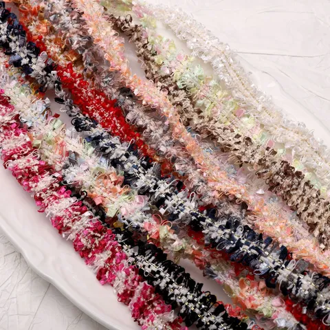 Vintage Polyester Tweed Style Lace Trim Fringe Braid Ribbon For DIY Sewing Craft Garment Accessory Decoration Multi Color