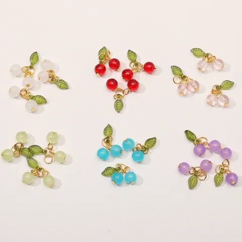 Glass Cherry Pendants Fruit Charms Cute Alloy Handmade DIY Jewelry Making Accessories For Necklaces Bracelets Dangle Small Fruit Accessory