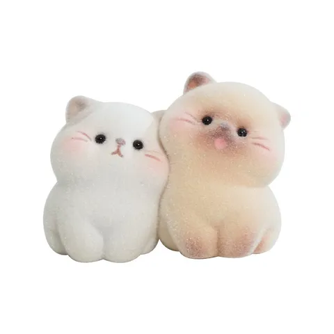 Simpatico Gatto Fioccatura Blind Box Ornamento da Scrivania Resina Statuetta Animale Interazione Magnetica Giocattolo per Bambini Regalo Compleanno Casa Decor