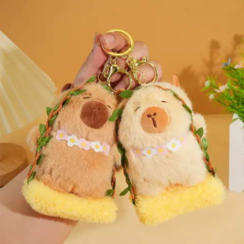 Cute Cartoon Capybara Plush Toy Keychain Soft Water Pig Animal Doll Bag Pendant Creative Swing Car Key Ring Ornament Birthday Gift For Kids