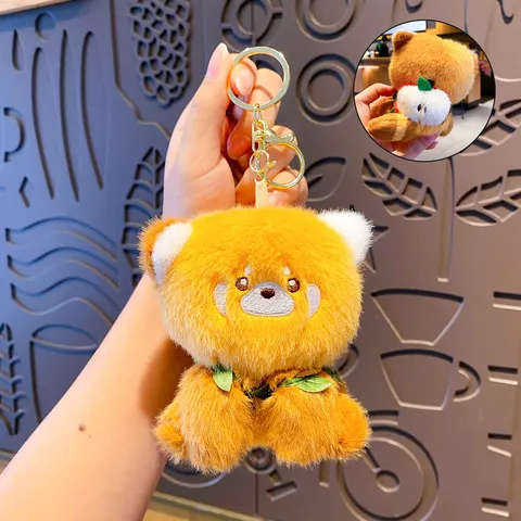 Cute Plush Panda Keychain Animal Fruit Backpack Mini Plush Toy Pendant Charm For Bags Car Key Ring Creative Cartoon Gifts For Friends