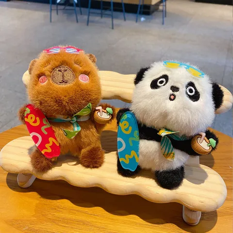 Cute Cartoon Panda Capybara Plush Doll Keychain Skateboard Toy Bag Hanging Ornament Key Chain Gift