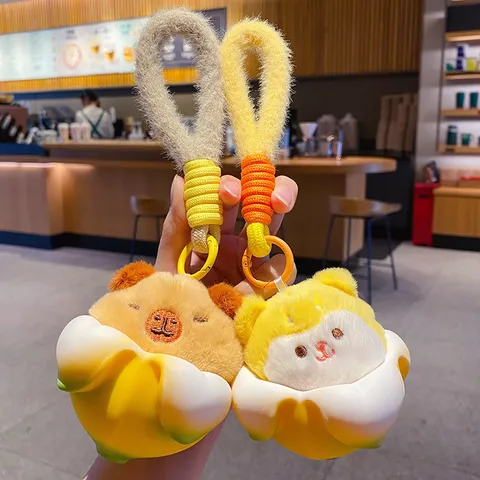Creative Cartoon Banana Green Plush Capybara Key Chain Cute Animal Doll Schoolbag Pendant Car Keychain Gift