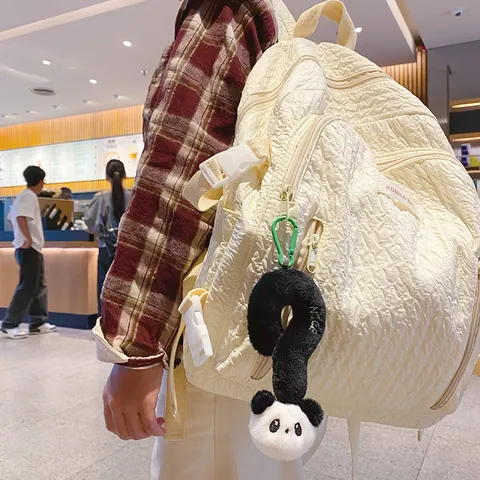 Cute Cartoon Animal Plush Question Mark Keychain Soft Stuffed Panda Rabbit Bear Cat Toy Bag Pendant Car Key Ring Gift