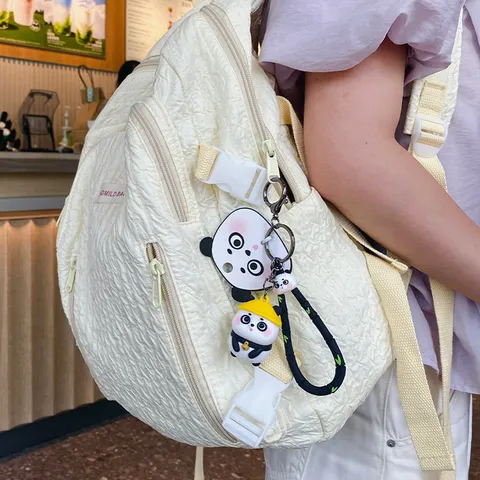 Süßer Cartoon Panda Schlüsselanhänger PVC Spielzeug Puppe Taschenanhänger Kreatives Paar Schultasche Hängende Kette Mode Schmuck Geschenk