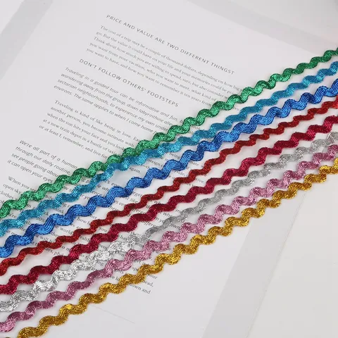 Metalen Polyester Ric Rac Golvende Sierband Voor DIY Ambacht Kleding Gordijn Decoratief Materiaal Rand Accessoire