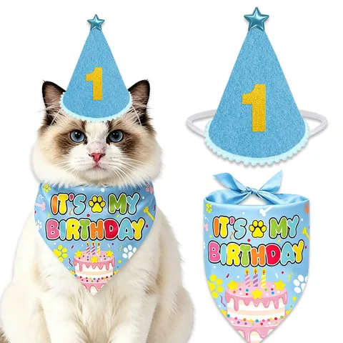 Huisdier Verjaardagsfeest Decoratie Set Verjaardag Hoed Driehoek Sjaal Slabbetje Voor Katten En Honden