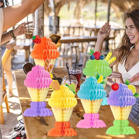 Summer Party Honeycomb Pendants Hawaiian Birthday Party Decorations Fruit And Animal Paper Hanging Ornaments