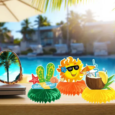 Hawaïaans Feest Decoratie Zomer Verjaardag Tafel Ornament Tropische Honingraatbal Papier Ornamenten Luau Benodigdheden