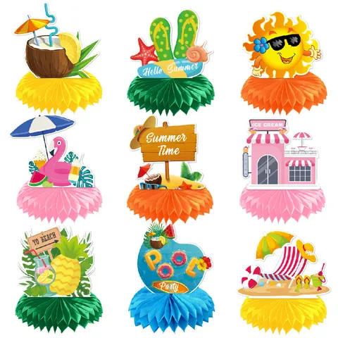 Hawaïaans Feest Decoratie Zomer Verjaardag Tafel Ornament Tropische Honingraatbal Papier Ornamenten Luau Benodigdheden