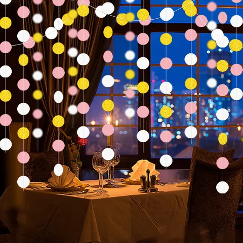 Birthday Party Hanging Garland Round Paper Dots Streamers Wedding Celebration Festival Room Ceiling Decoration Party Supplies