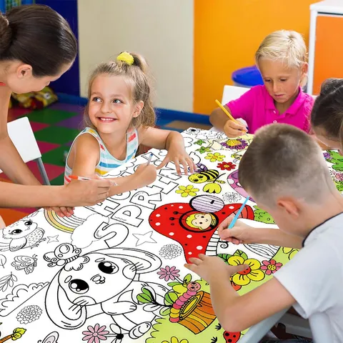 Lente Thema DIY Graffiti Kleurposter Kinderen Educatieve Tekenrol Papier Kunst Handwerk Feest Decoratie