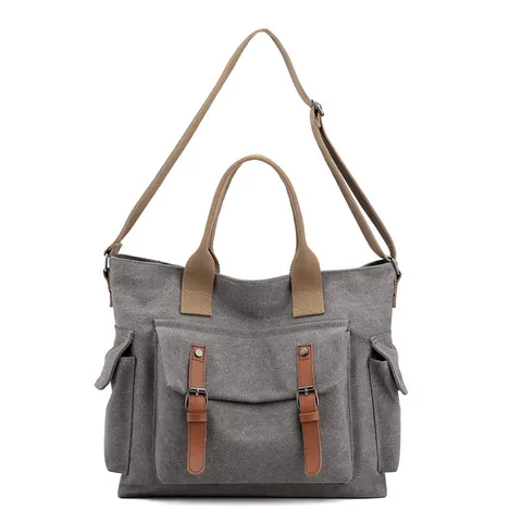 Retro Canvas Shoulder Bag Women Large Capacity Crossbody Bag Casual Travel Handbag Vintage Commuter Bag