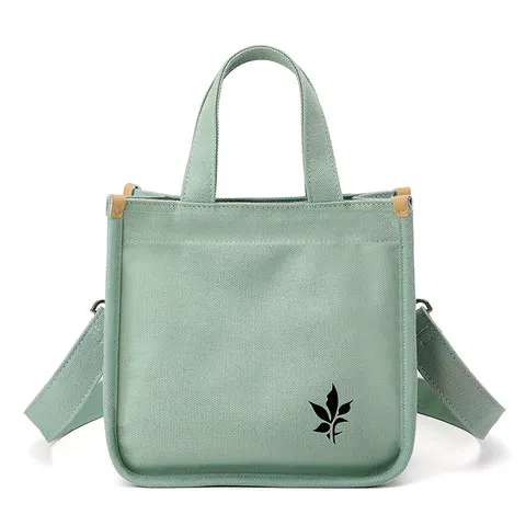 Sac Bandoulière Femme en Toile Décontracté Sac Cabas de Commutateur Sac à Main Simple Quotidien Motif de Feuilles Mignon