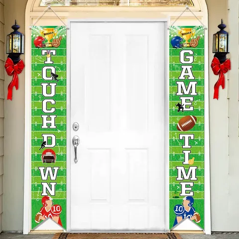 Rugby Football Theme Birthday Party Decoration Door Banner Super Bowl Game Time Porch Sign Swallowtail Sports Party Banner Supplies