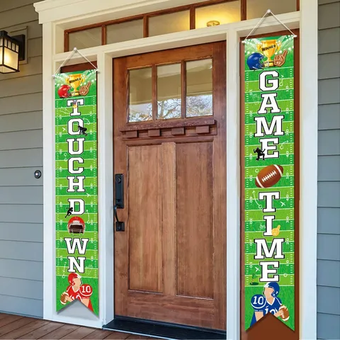 Rugby Football Theme Birthday Party Decoration Door Banner Super Bowl Game Time Porch Sign Swallowtail Sports Party Banner Supplies